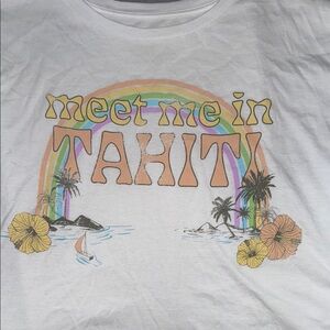 White 'Meet Me in Tahiti' Graphic Tee